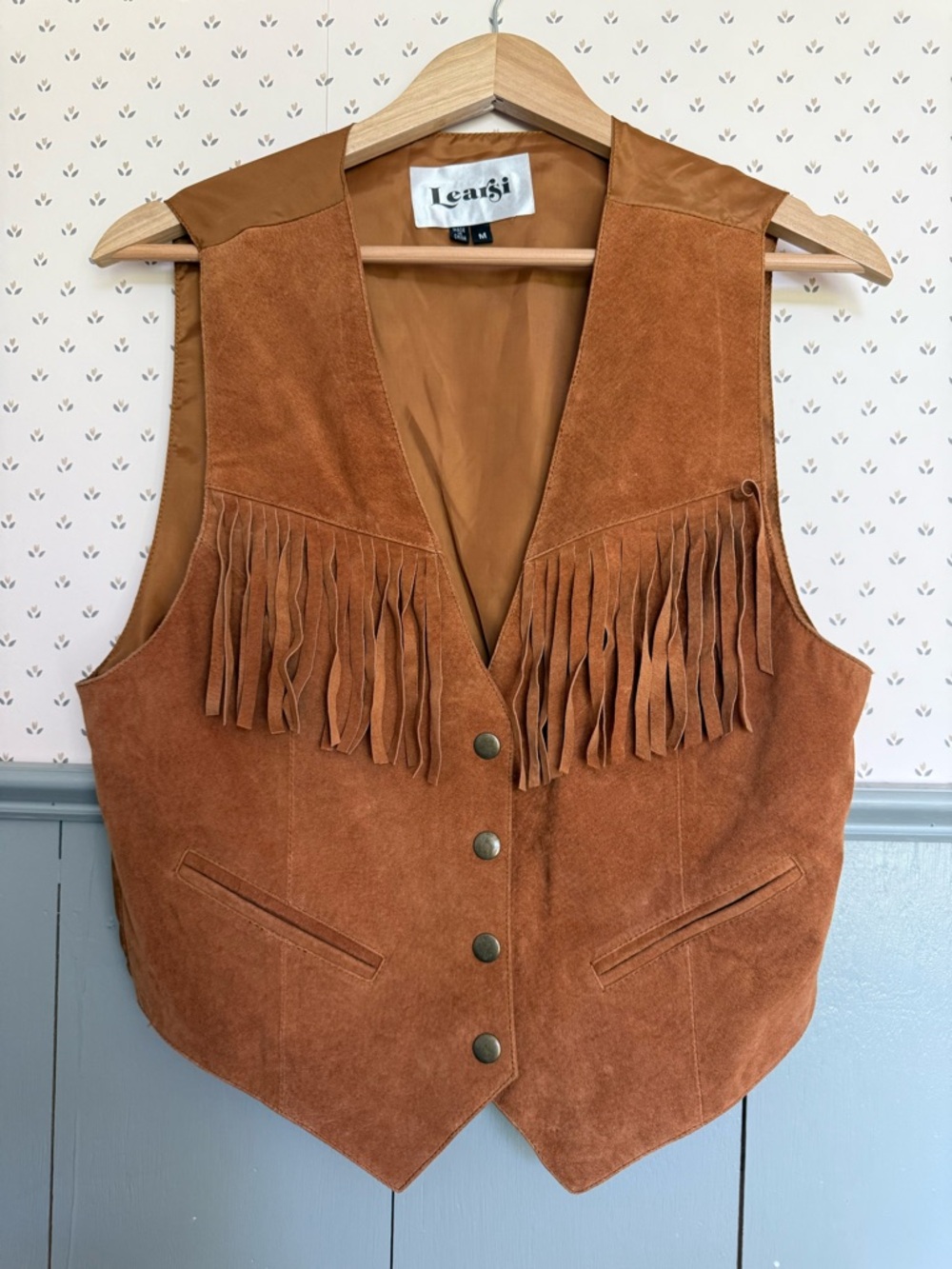 100% Genuine Leather Suede Fringe Vest